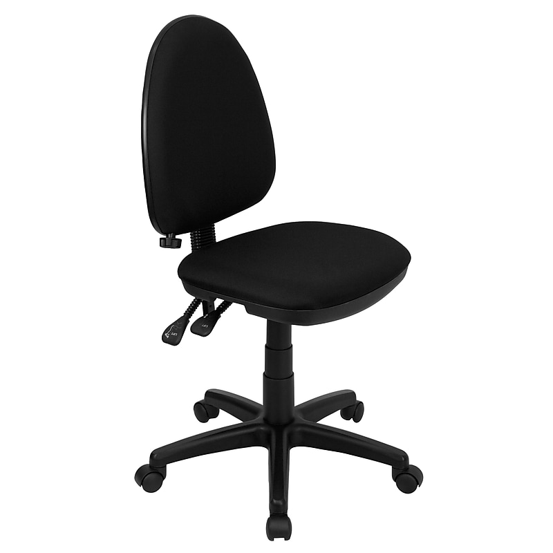Flash Furniture Linus Armless Ergonomic Fabric Swivel Mid-Back Multifunction Task Office Chair, Black (WLA654MGBK) image 1