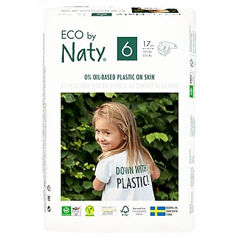 Eco by Naty Diapers, Size 6, 102 Diapers, 6 Packs of 17 (NT178419)