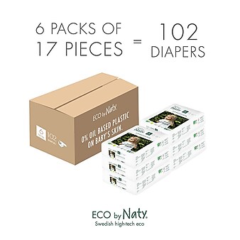 Eco by Naty Diapers, Size 6, 102 Diapers, 6 Packs of 17 (NT178419)