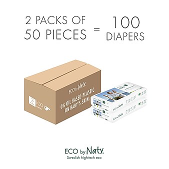 Eco by Naty Diapers, Size 3, 100 Diapers Economy Pack, 2 Packs of 50 (NT178426)