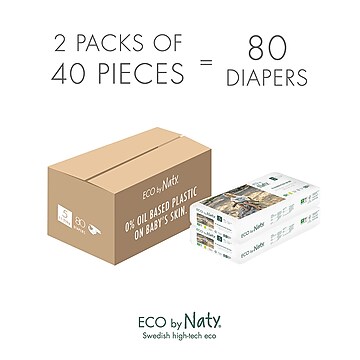 Eco by Naty Diapers, Size 5, 80 Diapers Economy Pack, 2 Packs of 40 (NT178457)