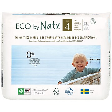 Eco by Naty Pull on Pants, Size 4, 88 Diapers, 4 Packs of 22 (NT244091)