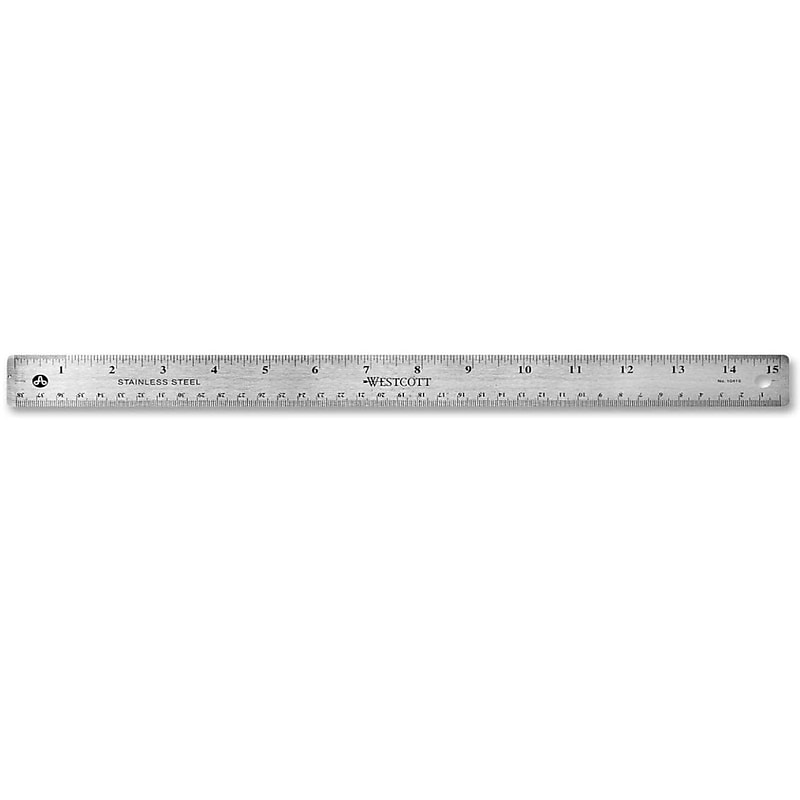 Westcott 15" Stainless Steel Standard Ruler, Silver (10416/55283) image 1