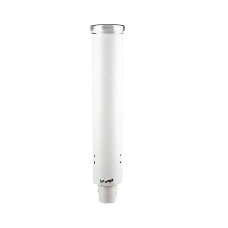 San Jamar C4160WH Small Pull Type Water Cup Dispenser, White image 1