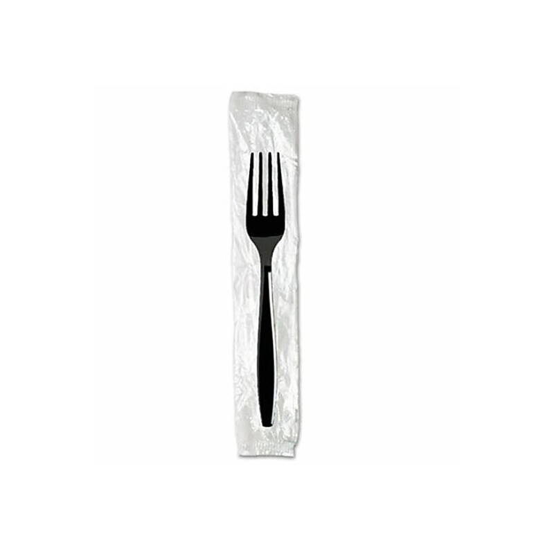 Dixie Individually Wrapped Plastic Fork, Heavy-Weight, Black, 1000/Carton (FH53C7) image 1