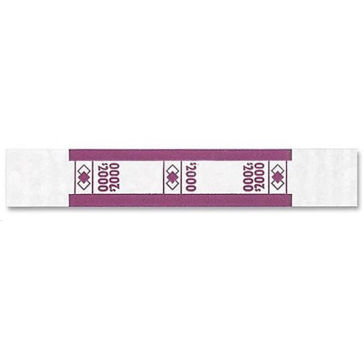 PM Company Currency Straps, White/Violet, 2,000, 1,000/Pk Staples
