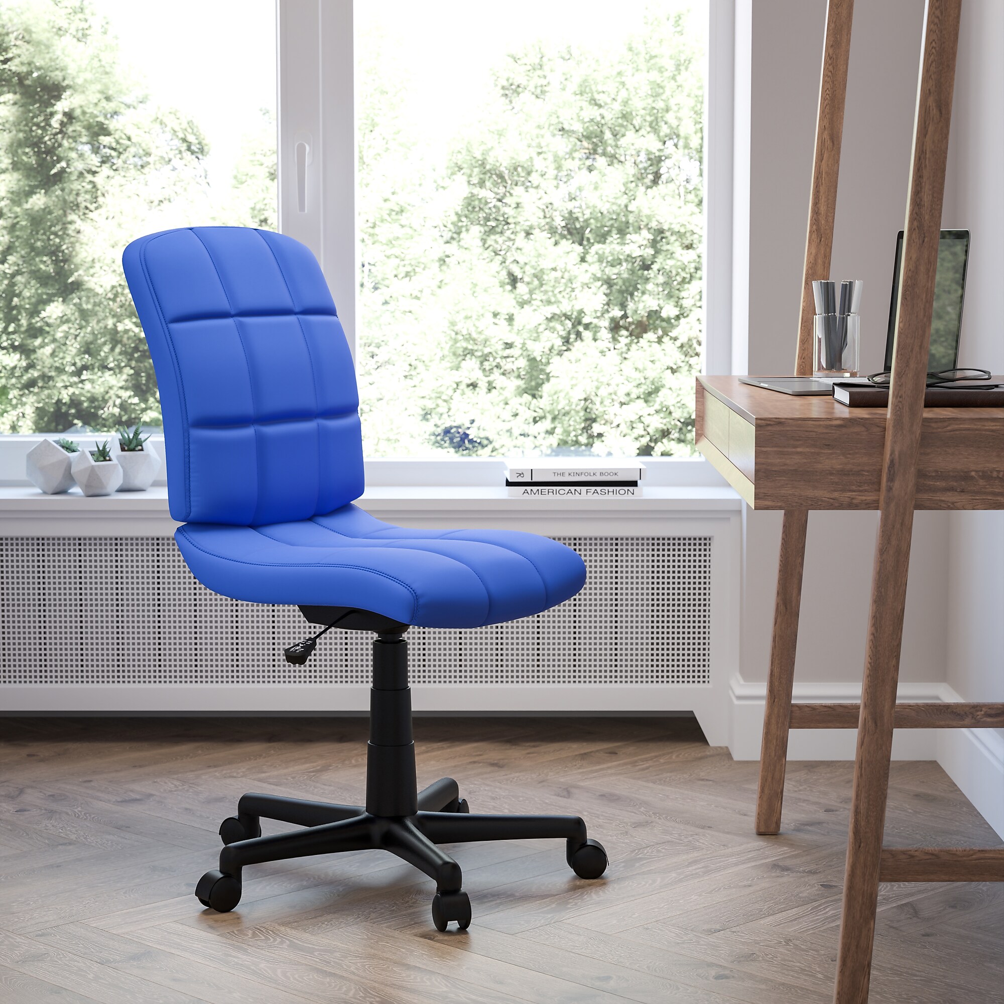 Flash Furniture Clayton Armless Vinyl Swivel Task Chair, Blue (GO16911BLUE) Sansujyuku sansujyuku.com