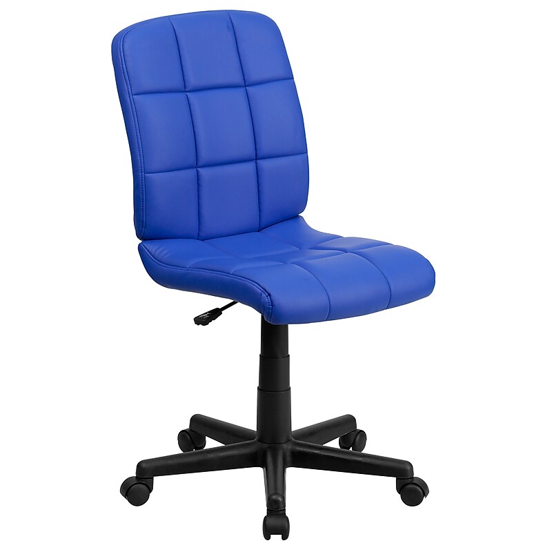 Flash Furniture Clayton Armless Vinyl Swivel Mid-Back Quilted Task Office Chair, Blue (GO16911BLUE) image 1