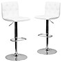 Flash Furniture Contemporary Vinyl Adjustable Height Barstool with Back, White, 2-Pieces (2CH112080WHGG)~#|#~sp137199299_sc7