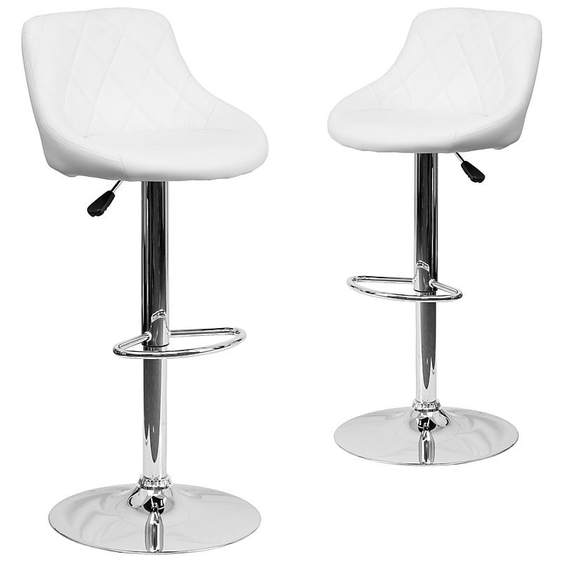 Flash Furniture Contemporary Vinyl Adjustable Height Barstool with Back, White, 2-Pieces (2CH82028AWHGG) image 1