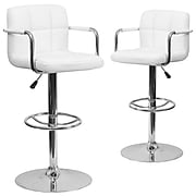 Flash Furniture Contemporary Vinyl Adjustable Height Barstool with Back, White, 2-Pieces (2CH102029WHGG)