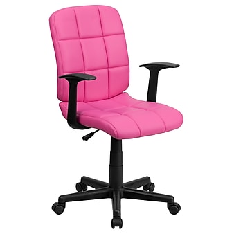 Flash Furniture Clayton Vinyl Swivel Mid-Back Quilted Task Office Chair, Pink (GO16911PINKA)