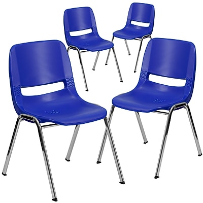 Flash Furniture HERCULES Series Plastic Shell Kid’s Stacking Chair, Navy/Chrome, 4/Pack (4RUT18NVYCHR) Simolary simolary.com