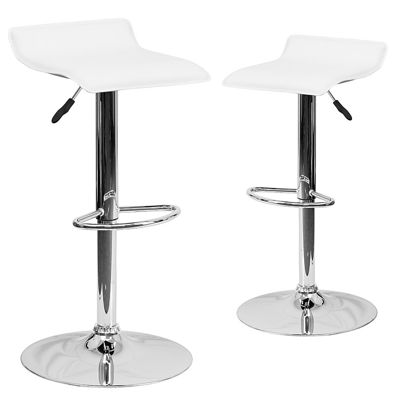 Flash Furniture Contemporary Vinyl Adjustable Height Barstool with Back, White, 2-Pieces (2DS801CONTWHGG) image 1
