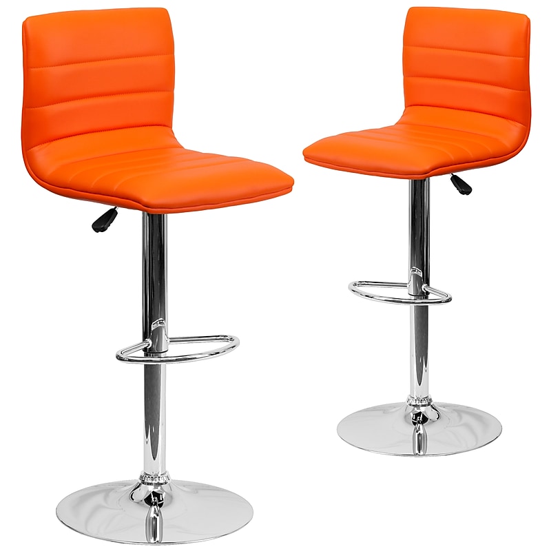 Flash Furniture Contemporary Vinyl Adjustable Counter Height Swivel Stool with Back, Orange, 2-Pieces (2CH920231ORGGG) image 1