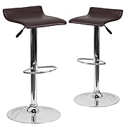 Flash Furniture Contemporary Vinyl Adjustable Height Barstool with Back, Brown, 2-Pieces (2DS801CONTBRNGG)