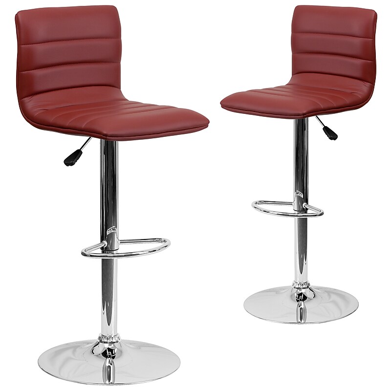 Flash Furniture Contemporary Vinyl Barstool, Adjustable Height, Burgundy, 2-Pieces (2CH920231BURGGG) image 1