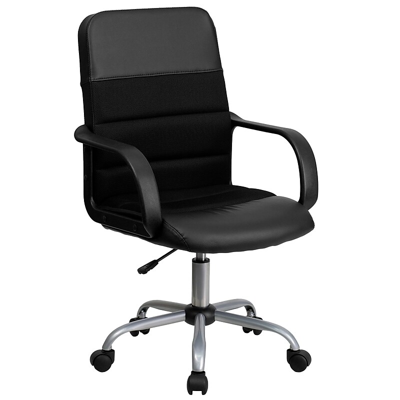 Flash Furniture Manor Ergonomic LeatherSoft/Mesh Swivel Mid-Back Task Office Chair, Black (LFW61B2) image 1