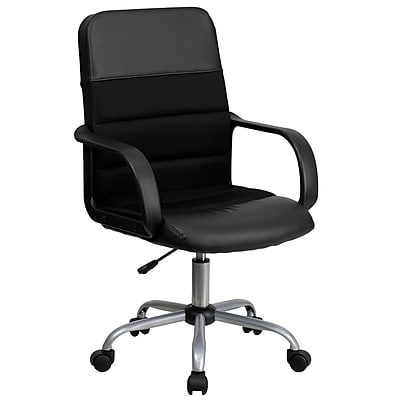 Flash Furniture Manor Ergonomic LeatherSoft/Mesh Swivel Mid-Back Task Office Chair, Black (LFW61B2) Simolary simolary.com