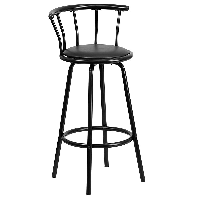 Flash Furniture Transitional Vinyl Swivel Barstool, Black (YBYJ909KD) image 1
