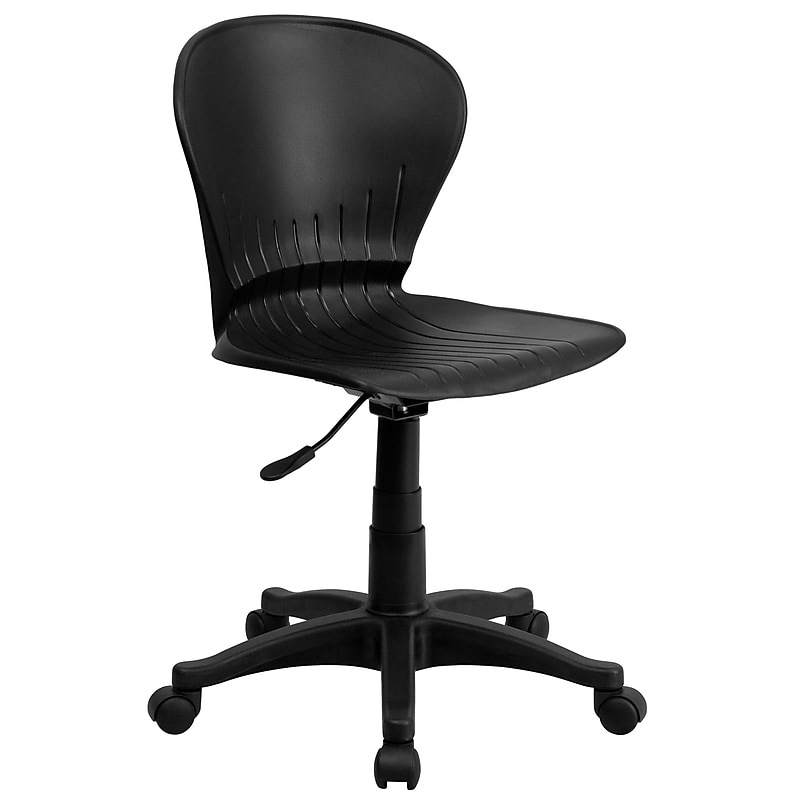 Flash Furniture Sorho Armless Plastic Swivel Mid-Back Task Office Chair, Black (RUTA103BK) image 1