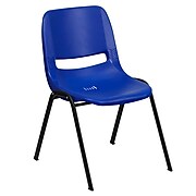 Flash Furniture Hercules Shell Ergonomic Stack Chair With Black Frame and 16" Seat, Navy