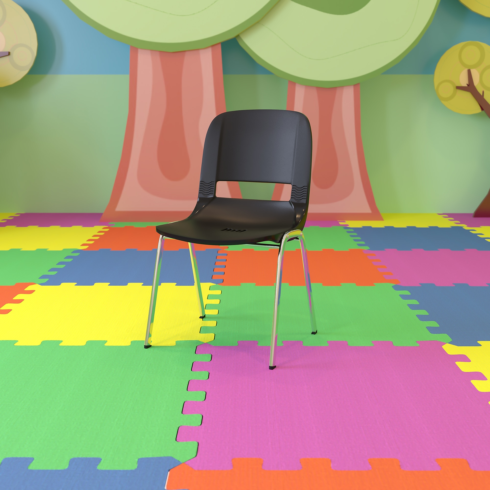 Flash Furniture HERCULES Series Plastic Shell Kid’s Stacking Chair, Black/Chrome (RUT16BKCHR) Sansujyuku sansujyuku.com