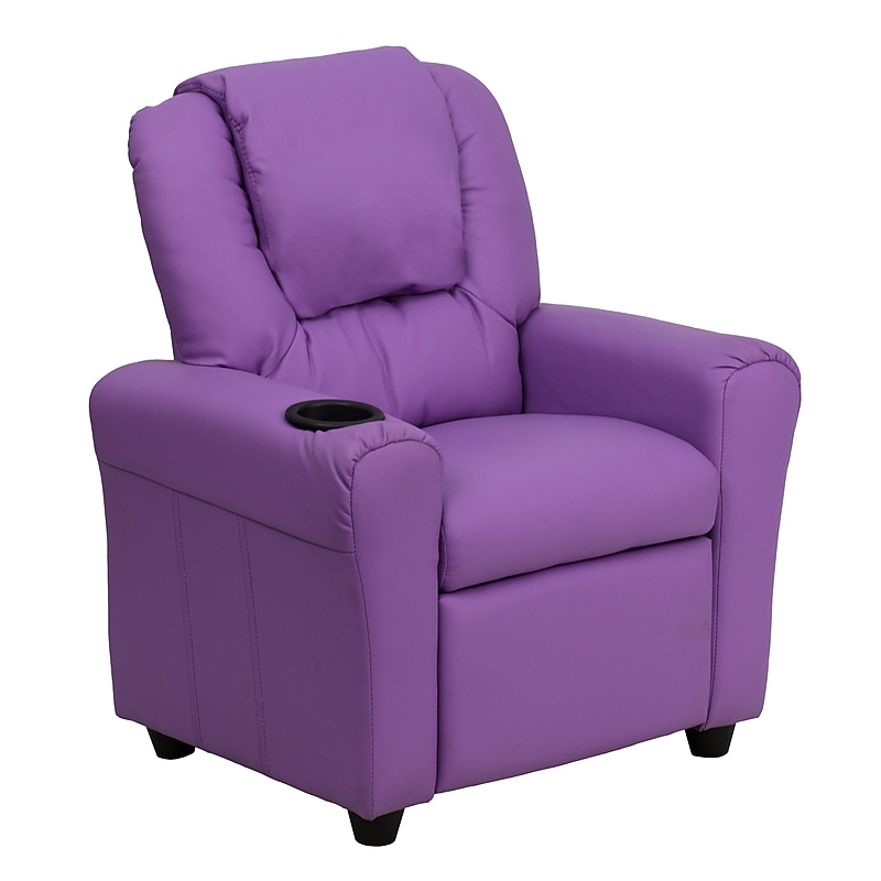 Flash Furniture Contemporary Vinyl Kids Recliner with Cup Holder and Headrest, Lavender (DGULTKIDLAV) image 1