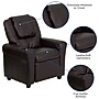 Flash Furniture Contemporary Vinyl Kids Recliner with Cup Holder and Headrest, Brown (DGULTKIDBRN)~#|#~sp137202344_sc7