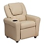 Flash Furniture Contemporary Vinyl Kids Recliner with Cup Holder and Headrest, Beige (DGULTKIDBGE)~#|#~sp137202359_sc7