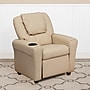 Flash Furniture Contemporary Vinyl Kids Recliner with Cup Holder and Headrest, Beige (DGULTKIDBGE)~#|#~sp137202363_sc7