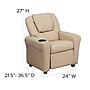Flash Furniture Contemporary Vinyl Kids Recliner with Cup Holder and Headrest, Beige (DGULTKIDBGE)~#|#~sp137202367_sc7