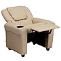 Flash Furniture Contemporary Vinyl Kids Recliner with Cup Holder and Headrest, Beige (DGULTKIDBGE)~#|#~sp137202369_sc7