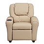 Flash Furniture Contemporary Vinyl Kids Recliner with Cup Holder and Headrest, Beige (DGULTKIDBGE)~#|#~sp137202372_sc7