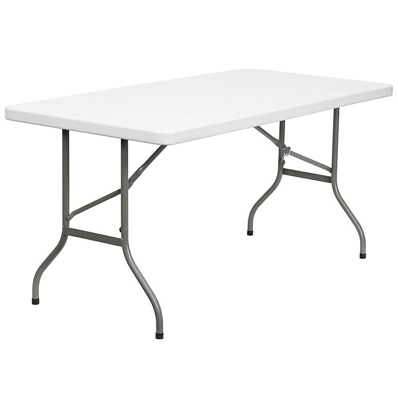 Flash Furniture Elon 5' x 30" Plastic Folding Table, Granite White (DADYCZ152) image 1