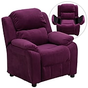 Flash Furniture Deluxe Contemporary Heavily Padded Microfiber Kids Recliner W/Storage Arms, Purple
