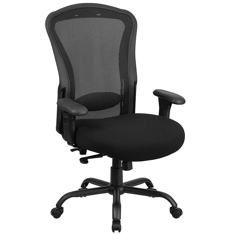 Flash Furniture HERCULES Series Ergonomic Mesh Computer & Desk Big & Tall Chair, 400 lb. Capacity, Black (LQ3BK) image 1