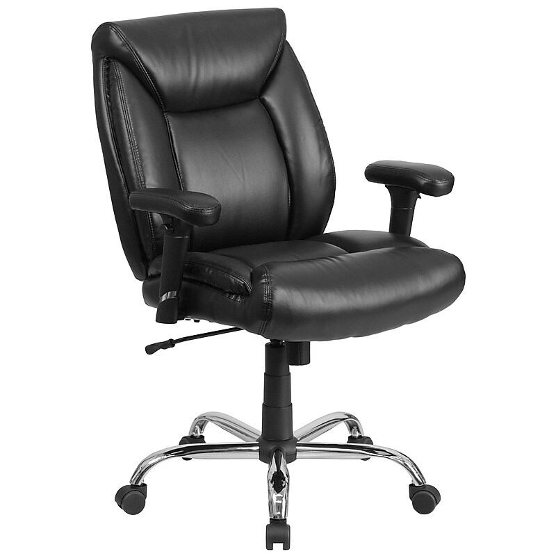 Flash Furniture HERCULES Series Ergonomic LeatherSoft Swivel Big & Tall Tufted Task Office Chair, Black (GO2073LEA) image 1
