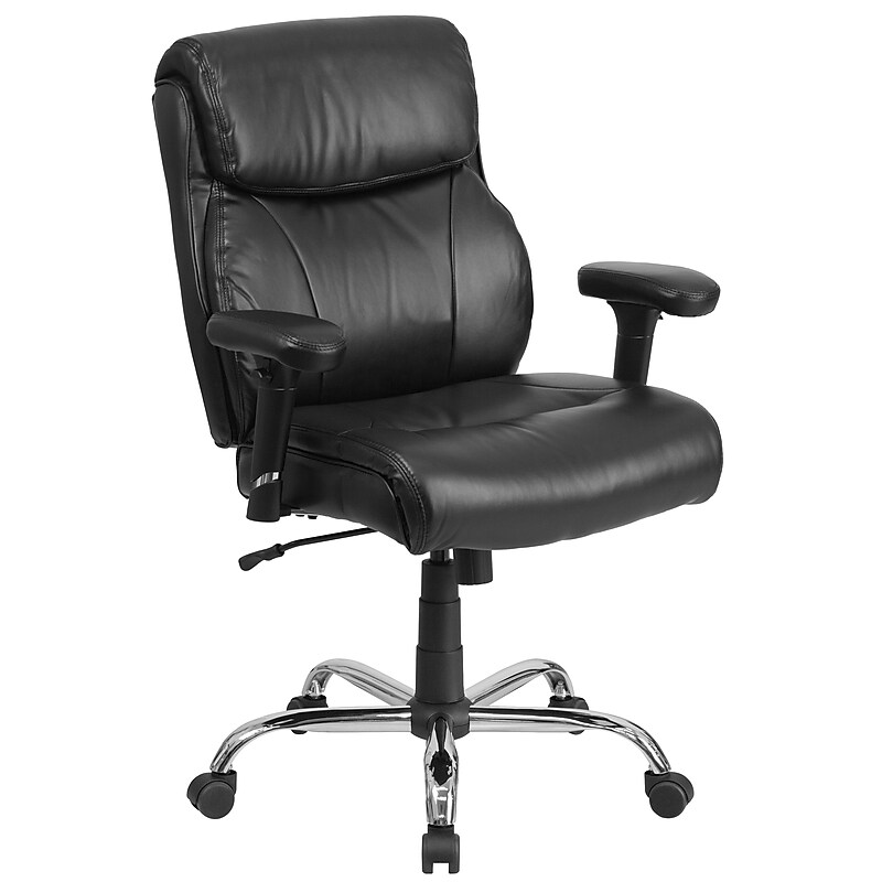Flash Furniture HERCULES Series Ergonomic LeatherSoft Swivel Big & Tall Task Office Chair, Black (GO2031LEA) image 1