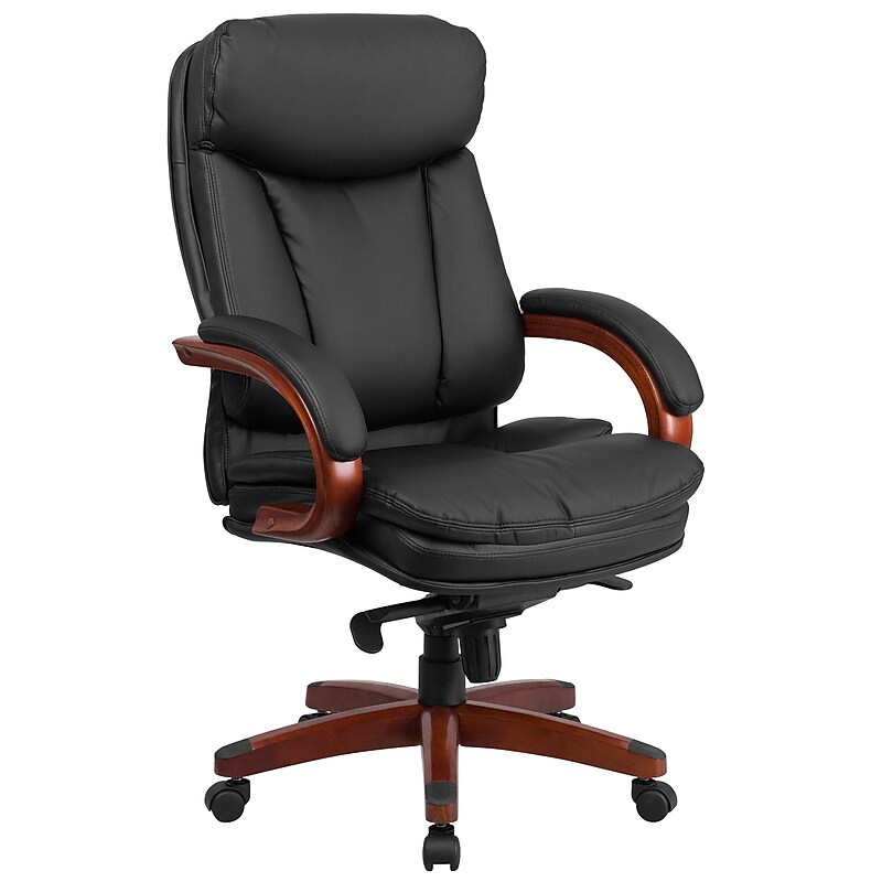 Flash Furniture Hansel Ergonomic LeatherSoft Swivel High Back Executive Office Chair, Black/Mahogany (BT90171HS) image 1