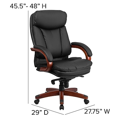 Flash Furniture Hansel High Back Black LeatherSoft Executive Ergonomic Office Chair with Synchro-Tilt Mechanism, Mahogany Wood Base - Thumbnail 3