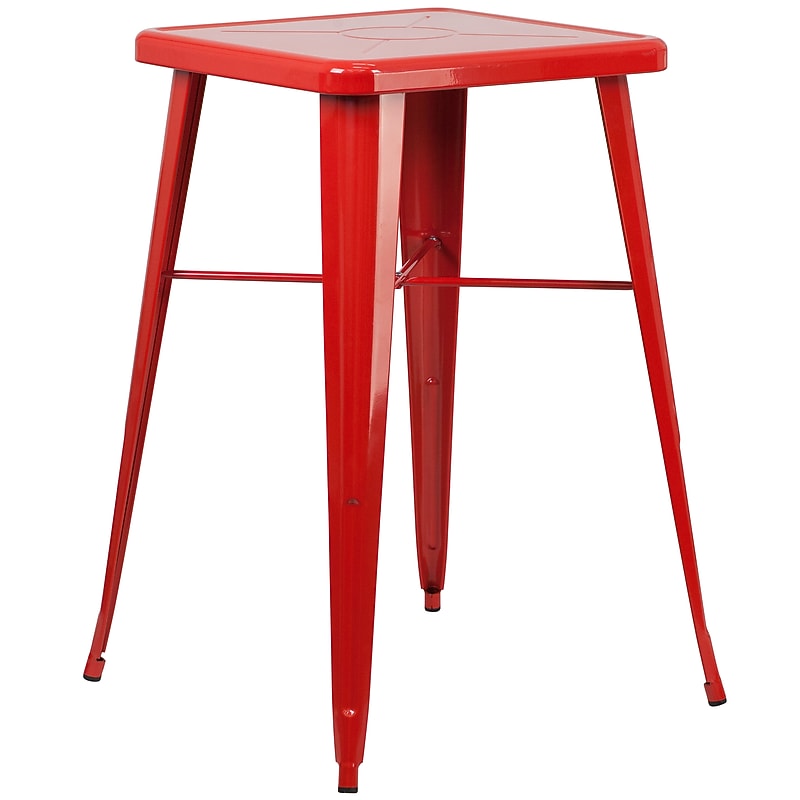 Flash Furniture Aaron Indoor-Outdoor Square Bar Height Table, 23.75" x 23.75", Red (CH31330RED) image 1