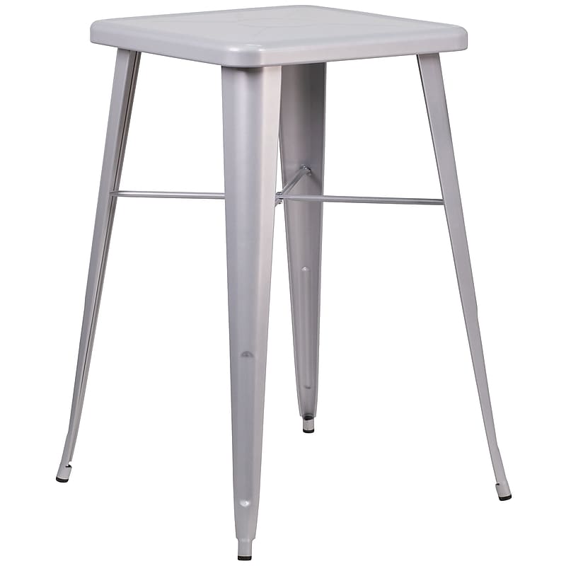 Flash Furniture Aaron Indoor-Outdoor Square Bar Height Table, 23.75" x 23.75", Silver (CH31330SIL) image 1