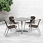 Flash Furniture Lila Indoor-Outdoor 31.5'' Square Table Set with 4 Rattan Chairs, Dark Brown (TLH32SQ020CHR4)~#|#~sp137294804_sc7