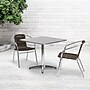 Flash Furniture Lila Indoor-Outdoor 31.5'' Square Table Set with 2 Rattan Chairs, Dark Brown (TLH32SQ020CHR2)~#|#~sp137294809_sc7