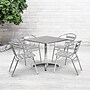 Flash Furniture Lila Indoor-Outdoor 31.5'' Square Table Set with 4 Slat Back Chairs, Aluminum (TLH32SQ017BCHR4)~#|#~sp137294815_sc7