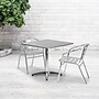 Flash Furniture Lila Indoor-Outdoor 31.5'' Square Table Set with 2 Slat Back Chairs, Aluminum (TLH32SQ017BCHR2)~#|#~sp137294932_sc7