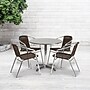 Flash Furniture Lila Indoor-Outdoor 31.5'' Round Table Set with 4 Rattan Chairs, Dark Brown (TLH32RD020CHR4)~#|#~sp137294981_sc7