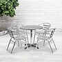 Flash Furniture Lila Indoor-Outdoor 31.5'' Round Table Set with 4 Slat Back Chairs, Aluminum (TLH32RD017BCHR4)~#|#~sp137295040_sc7