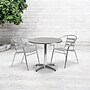 Flash Furniture Lila Indoor-Outdoor 31.5'' Round Table Set with 2 Slat Back Chairs, Aluminum (TLH32RD017BCHR2)~#|#~sp137295048_sc7